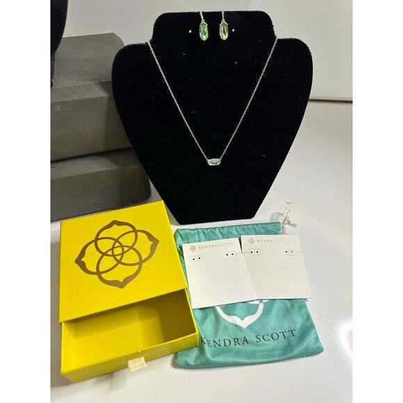 Kendra Scott Jewelry - Kendra Scott Dainty Necklace Earrings dichroic glass iridescent shinning gold